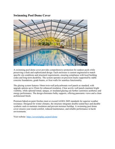 Swimming Pool Dome Cover