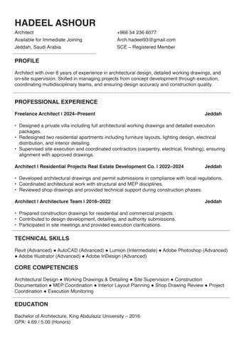 Hadeel Ashour - Architect - CV