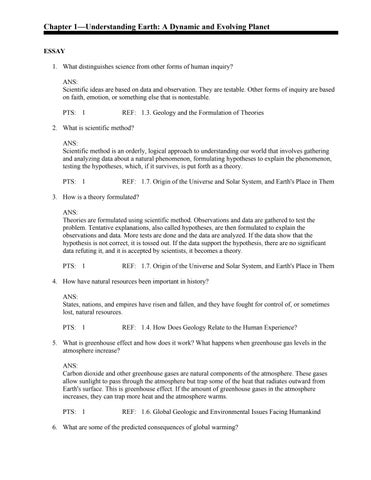 Test Bank For The Changing Earth Exploring Geology and Evolution, 6th Edition Chapter 1-24