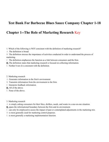 Test Bank For Barbecue Blues Sauce Company Chapter 1-18