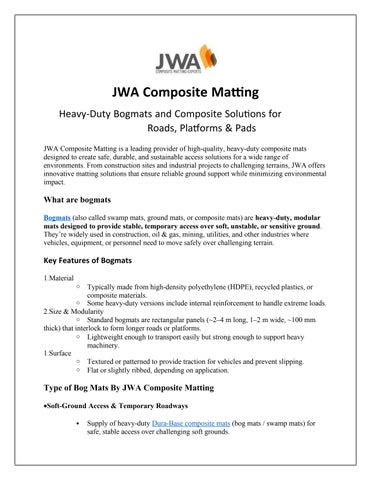 Heavy-Duty Bog Mats – JWA Composite Matting Australia