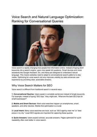 Voice Search and Natural Language Optimization: Ranking for Conversational Queries