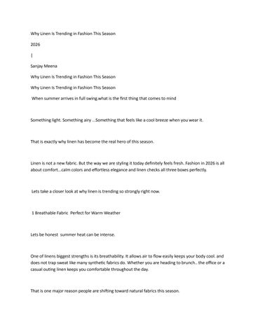 Why Linen Is Trending in Fashion This Season