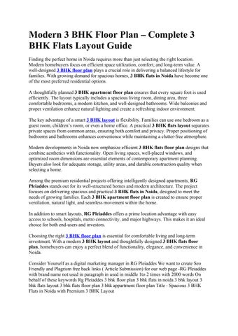 Modern 3 BHK Floor Plan – Complete 3 BHK Flats Layout Guide