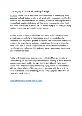 Is air frying healthier than deep frying