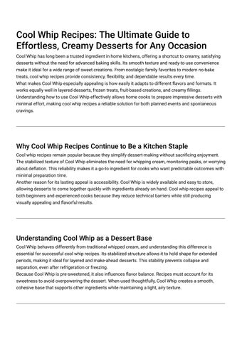Cool Whip Recipes Guide 