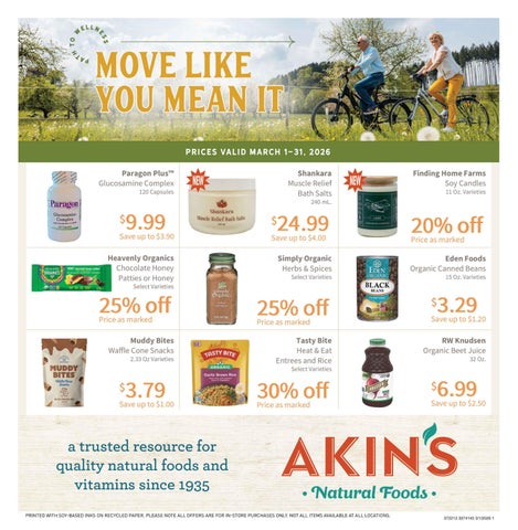 March 2026 Flyer Akin's Natural Foods