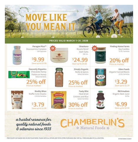 March 2026 Flyer Chamberlin's Natural Foods