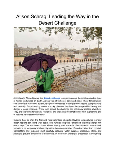 Alison Schrag: Leading the Way in the Desert Challenge
