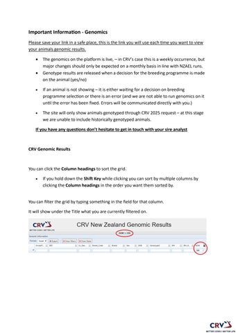 Important Information - Genomics