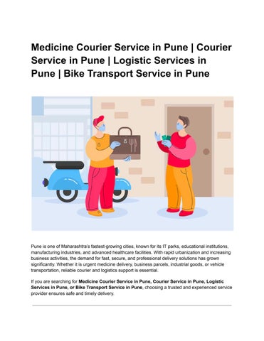 Medicine courier service in Pune,Courier Service in Pune, logistic services in Pune, Bike Transport 
