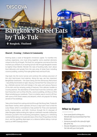 Discova Signature Experiences - Thailand -Bangkok - Bangkok’s Street Eats by Tuk-Tuk