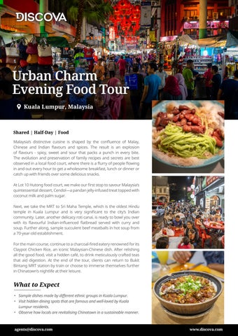 Discova - Seat in Coach Experiences Product - SIC - Malaysia - Urban Charm Evening Food Tour
