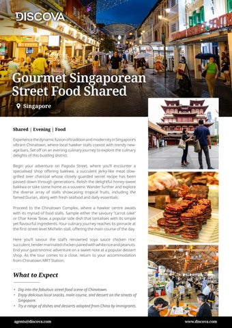 Discova Seat in Coach Experiences - Singapore - Gourmet Singaporean Street Food Shared