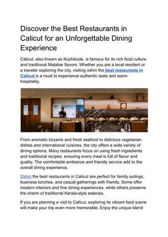 Discover the Best Restaurants in Calicut