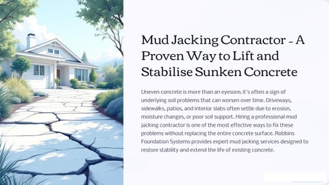 Mud Jacking Contractor – A Proven Way to Lift and Stabilize Sunken Concrete