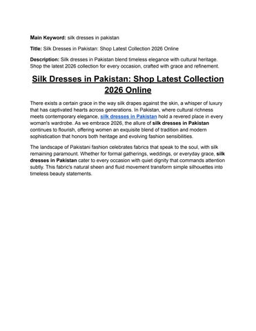 Silk Dresses in Pakistan_ Shop Latest Collection 2026 Online