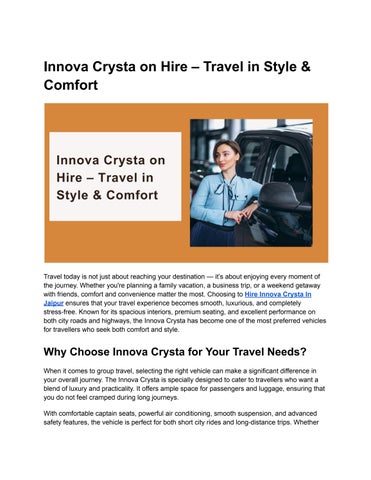Innova Crysta on Hire – Travel in Style & Comfort