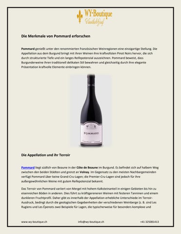 Die Merkmale von Pommard erforschen