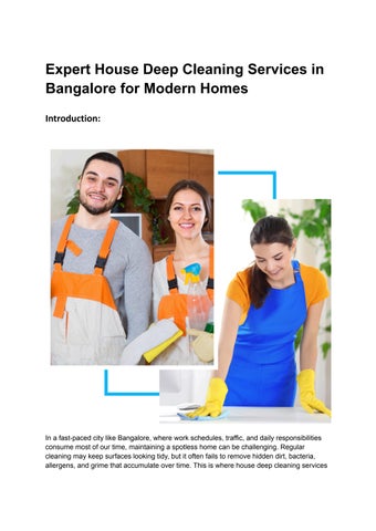 Expert House Deep Cleaning Services in Bangalore for Modern Homes