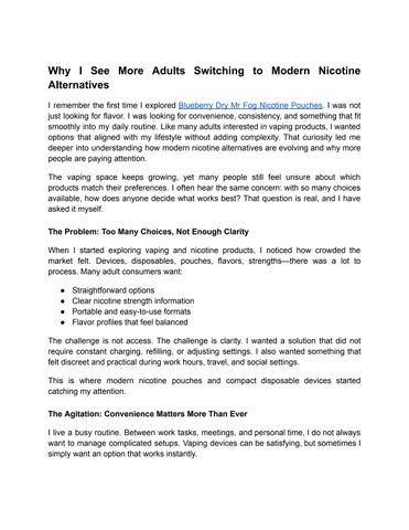 Blueberry Dry Mr Fog Nicotine Pouches – Bold & Flavorful Nicotine