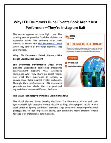 Why LED Drummers Dubai Events Book Aren't Just Performers—They're Instagram Bait