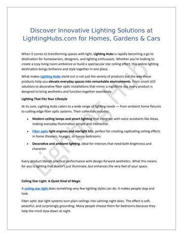 Discover Innovative Lighting Solutions at LightingHubs