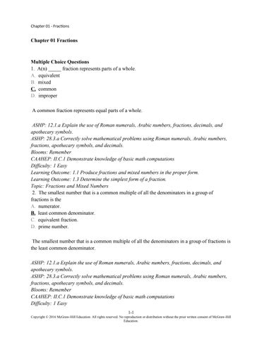 TEST BANK FOR MATH AND DOSAGE CALCULATIONS FOR HEALTHCARE PROFESSIONALS 5th Edition Chapter 1-19