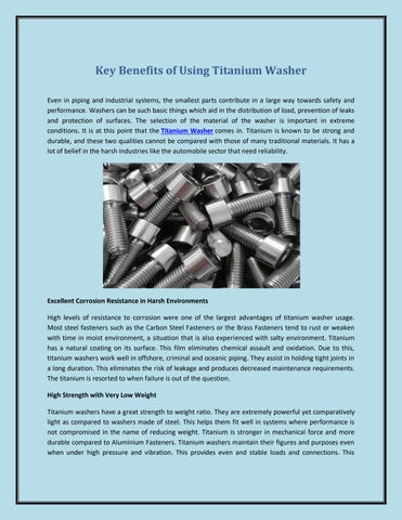 Key Benefits of Using Titanium Washer