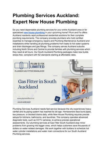 Plumbing Services Auckland: Expert New House Plumbing