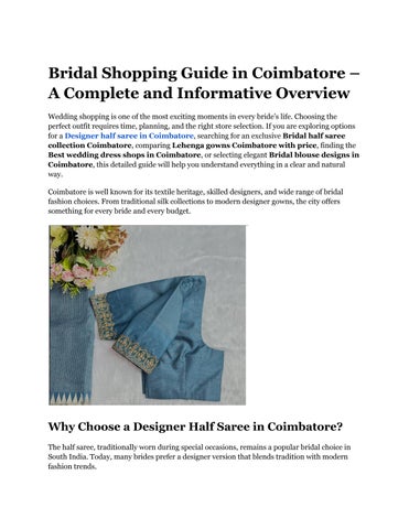 Bridal Shopping Guide in Coimbatore – A Complete and Informative Overview
