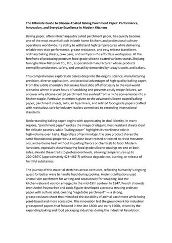 The Ultimate Guide to Silicone-Coated Baking Parchment Paper: Performance, Innovation, and Everyday 