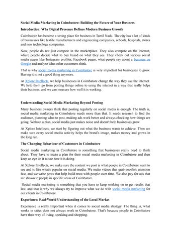 Social Media Marketing in Coimbatore 