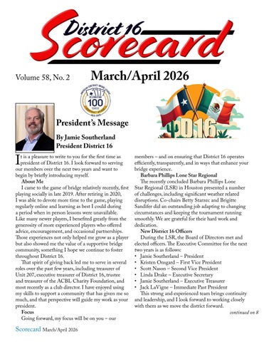 Scorecard Volume 58 No. 2 Mar/Apr 2026