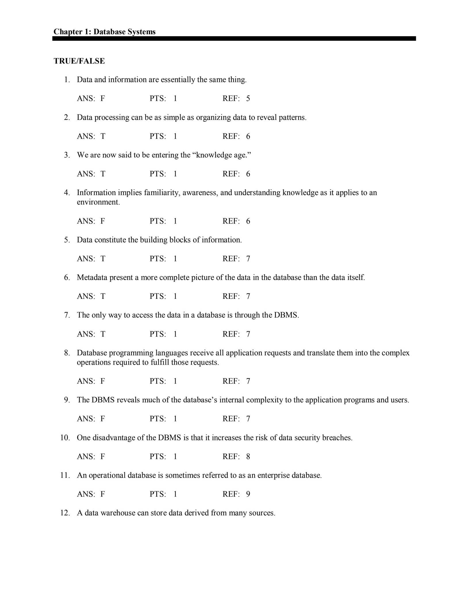 Test Bank For Database Systems Design, Implementation, and Management ...