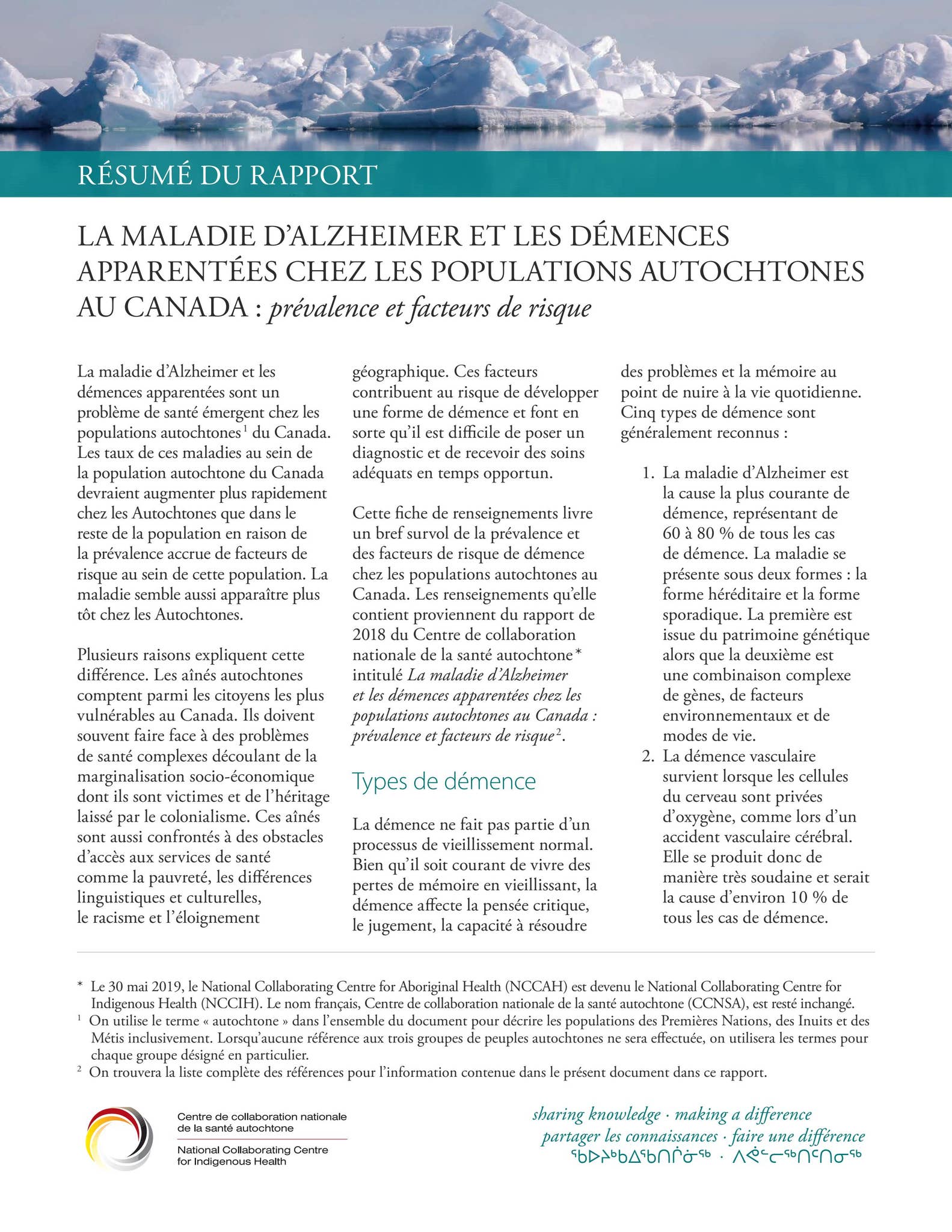 Résumé de rapport - La maladie d’Alzheimer et les démence ...