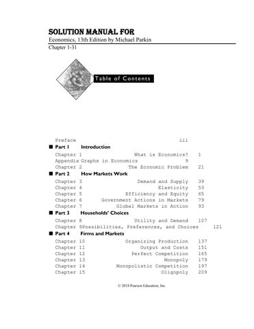 Solution Manual for Economics, 13th Edition by Michael Parkin