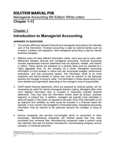 Solution Manual for Managerial Accounting 5th Edition by Stacey Whitecotton, Robert Libby, Fred Phil