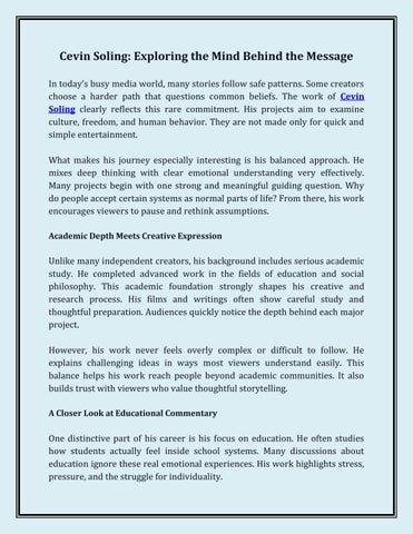 Cevin Soling_ Exploring the Mind Behind the Message