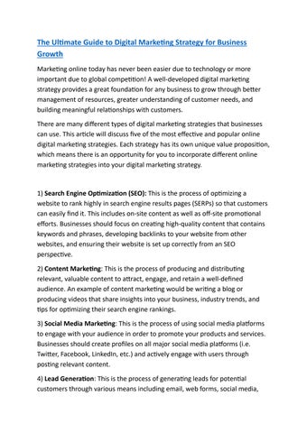 The Ultimate Guide to Digital Marketing Strategy for Business Growth