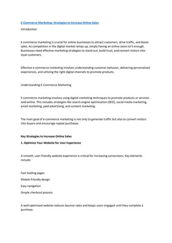 E-Commerce Marketing: Strategies to Increase Online Sales  