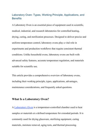 Laboratory Oven – High-Precision Ovens for Research & Industrial Use