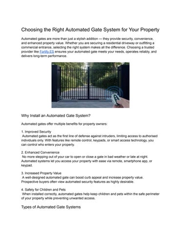 Choosing the Right Automated Gate System for Your Property