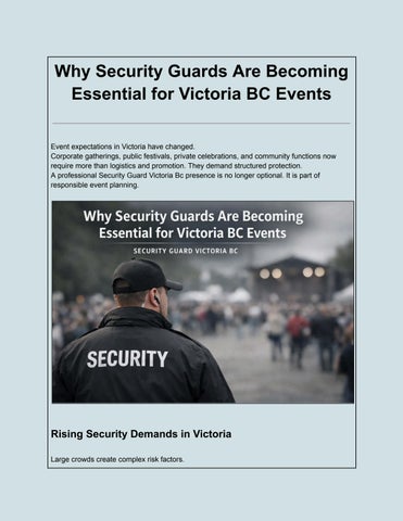 Why Security Guards Are Becoming Essential for Victoria BC Events