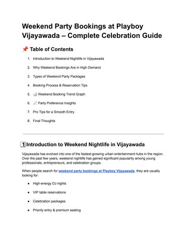 Weekend Party Bookings at Playboy Vijayawada – Complete Celebration Guide
