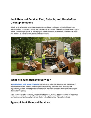 Junk Removal Service_ Fast, Reliable, and Hassle-Free Cleanup Solutions