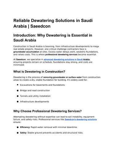 Reliable Dewatering Solutions in Saudi Arabia _ Saeedcon