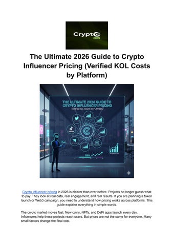 The Ultimate 2026 Guide to Crypto Influencer Pricing (Verified KOL Costs by Platform)