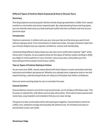 Different Types of Fashion Styles Explained