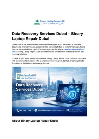 Data Recovery Services Dubai – Binary Laptop Repair Dubai